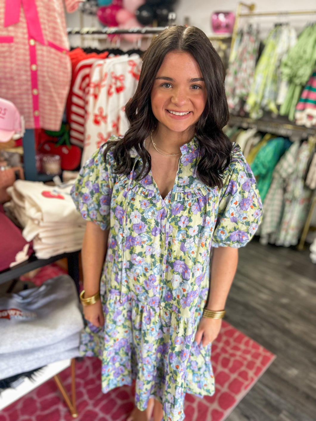 Purple/Green Floral Dress