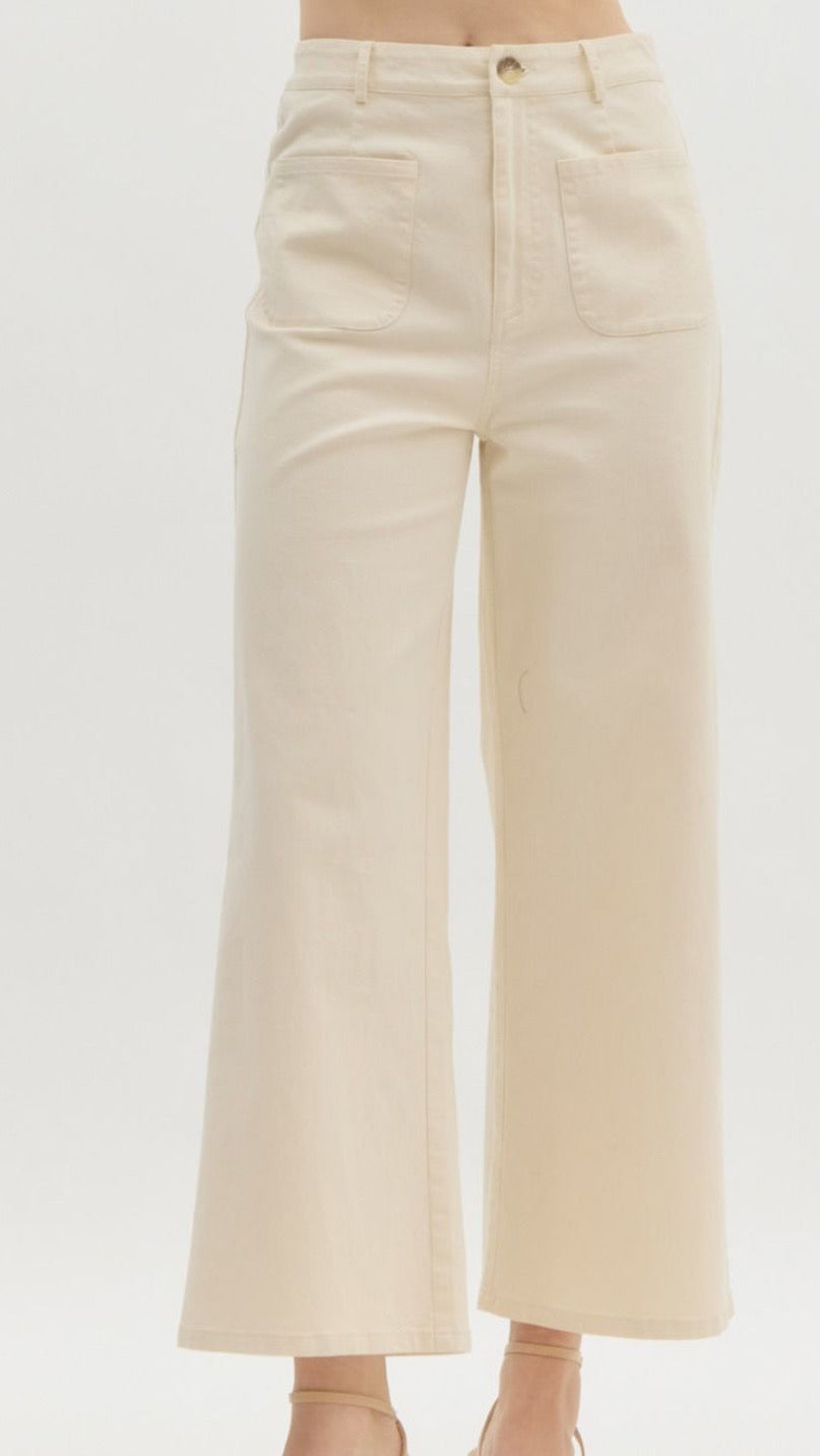 Cream Wide Leg Pants