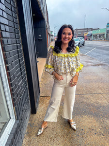 Lime Floral Blouse