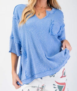 Blue Mineral Wash Top