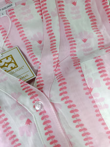 Mary Square PJ Shorts Set Serena Stem Stripes Pink
