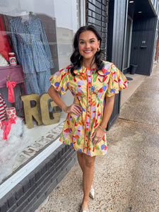 Scalloped Mini Dress yellow