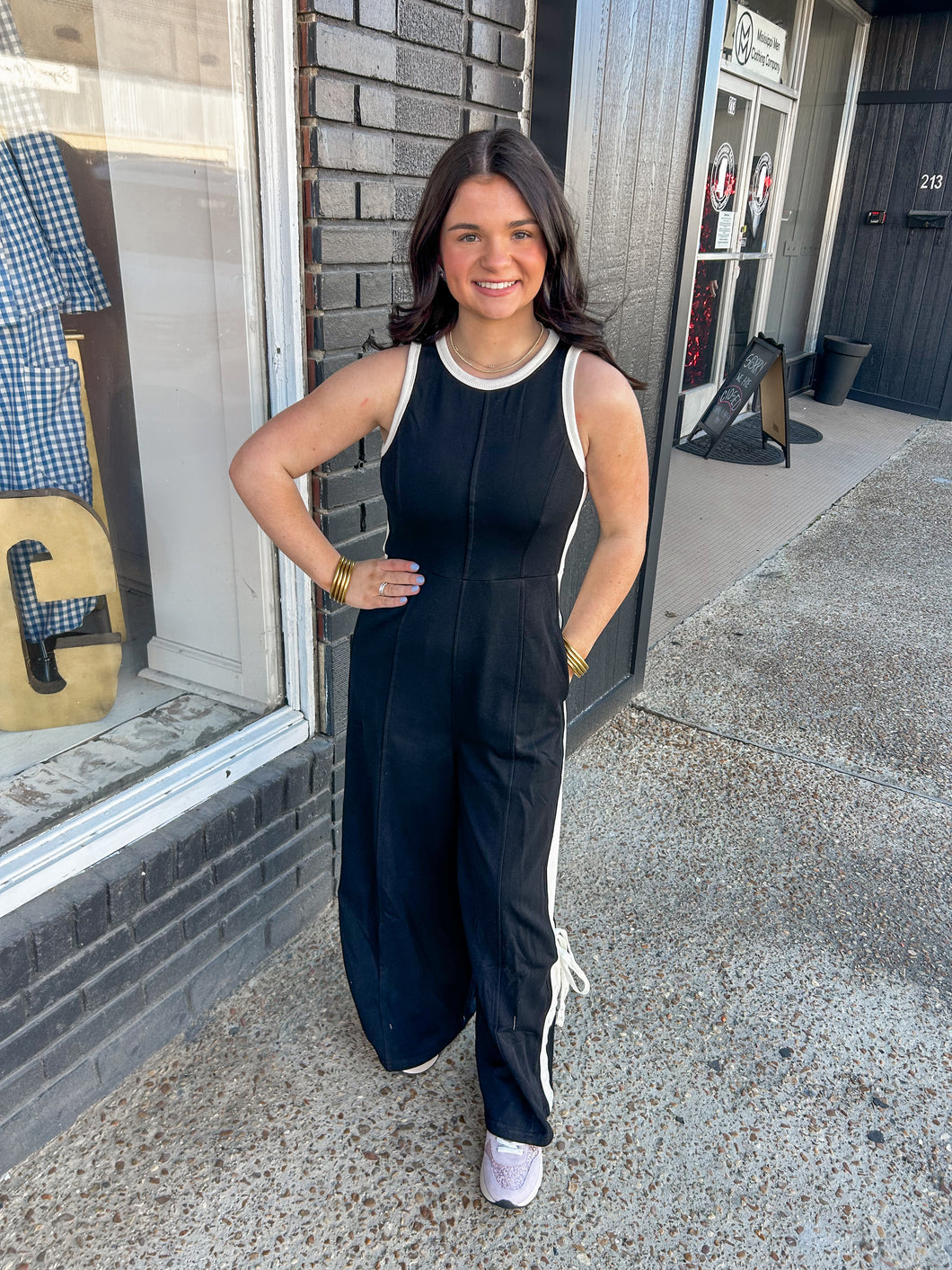 Black/White Tie Jumpsuit