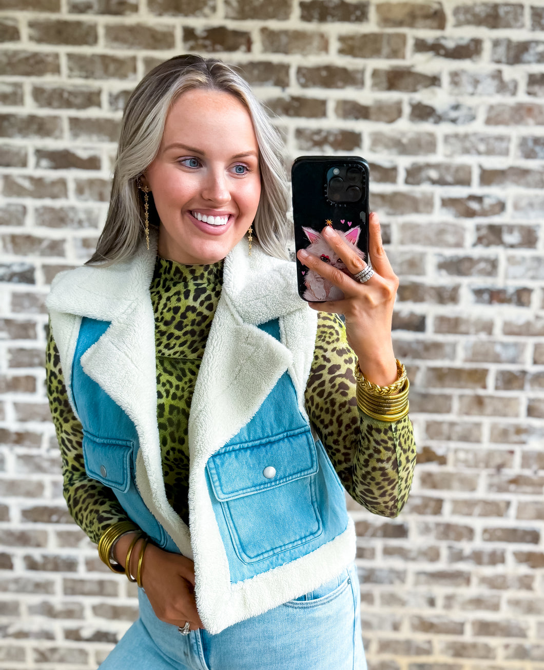 Denim Blue Sherpa Vest