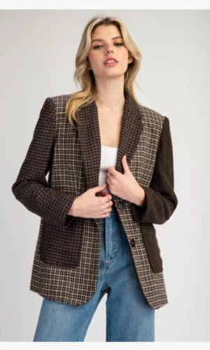 Brown Color Block Blazer