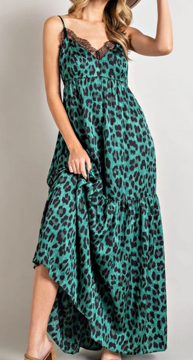 Kelly Green Animal Print Maxi