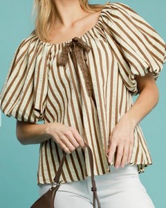 Brown Striped Printed Blouse