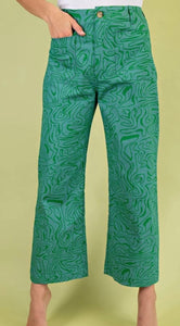 Green Swirls Wide Leg Pants