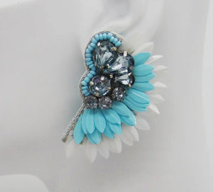 Baby Blue Feather Statement Earrings