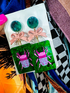 Green Bug Earrings