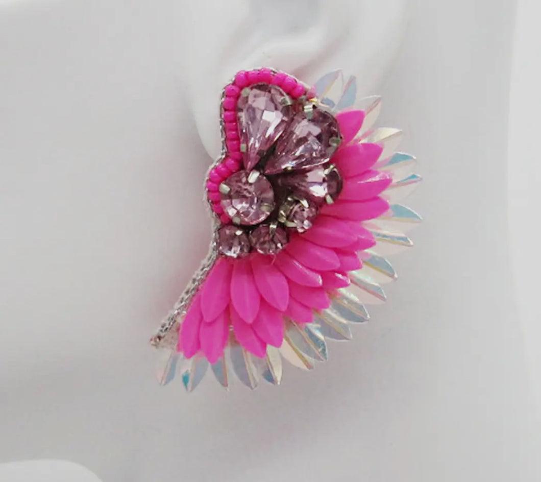 Hot Pink Feather Earrings