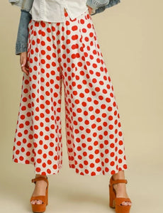 Red Polka Dot Satin Pant