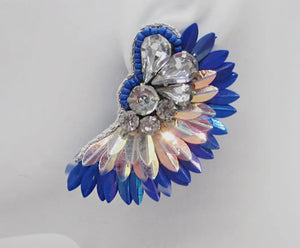 Royal Blue Feather Statement Earrings