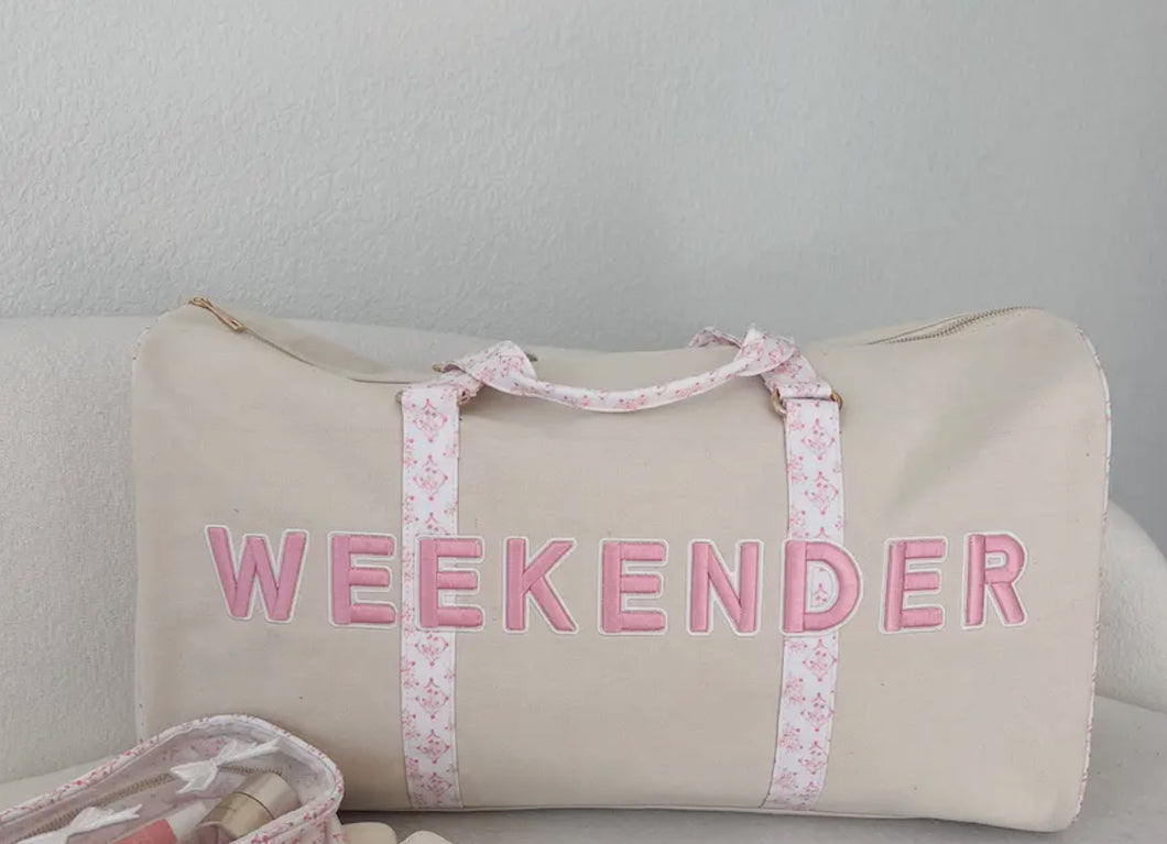 Pink Toile Weekender Duffel Bag