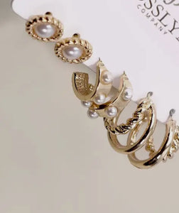 Gold Pearl Hoop Trio