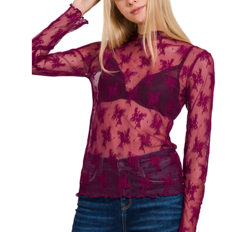 Lace Layering Top Wine