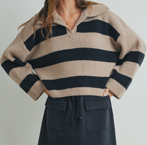 Taupe/Black Striped Sweater