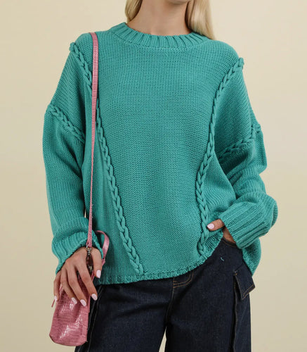 Teal Braided Sweater