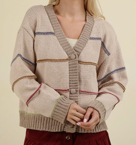 Muted Striped Cardigan