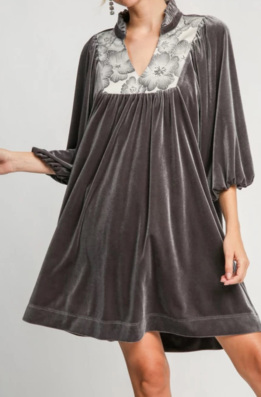 Grey Velvet Dress