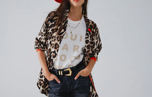 Cheetah Red Button Down Shirt