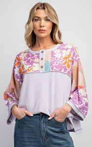 Lilac Floral 3/4 Top
