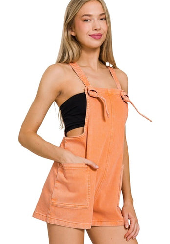 Rex Denim Overall Shorts Orange