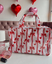 Load image into Gallery viewer, Clear Coat Bows and Hearts Toiletry Case