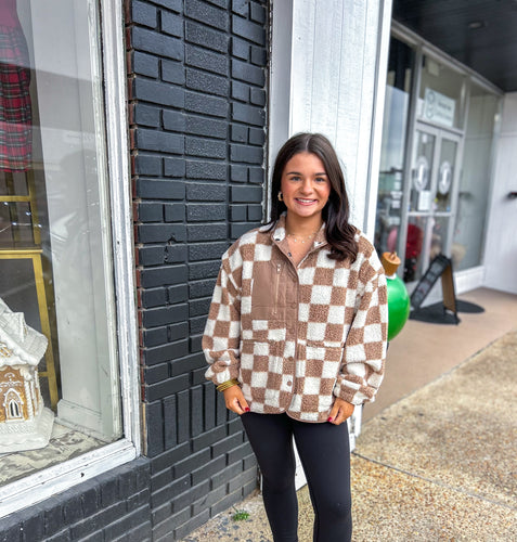 Checkered Sherpa Pullover