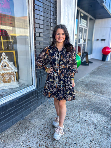 Black Fall Floral Dress