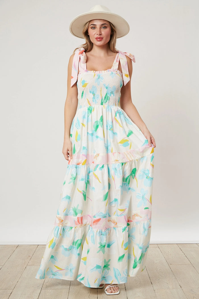 Farrah Floral Smocked Midi Dress