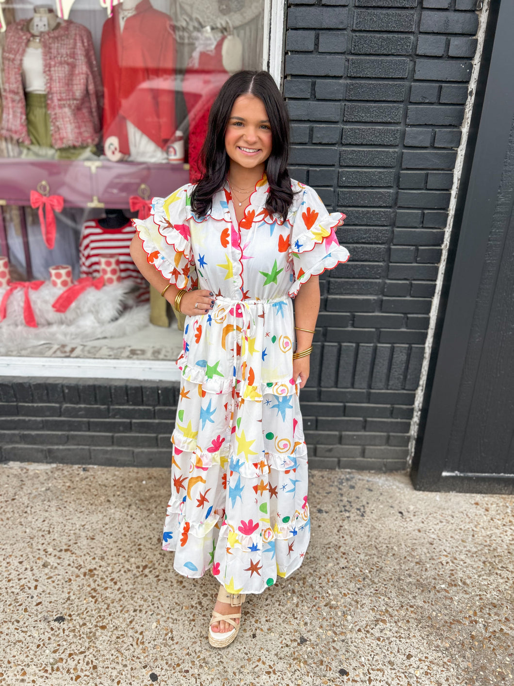 White Multi Patterned Maxi Dress