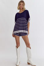 Load image into Gallery viewer, Sailor Stripe Oversized Top Navy