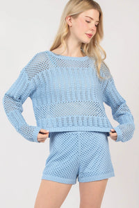Summer Sweater & Shorts Set Blue