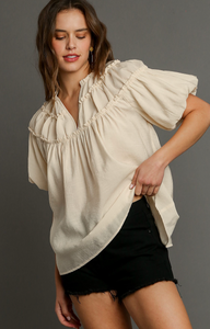 Cammie V-Neck Puff Sleeve Top