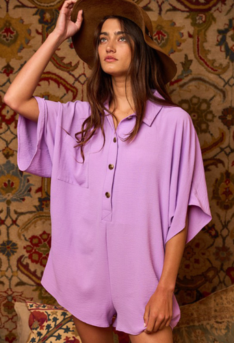 Millie Collared Romper Lavander