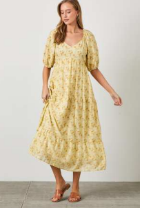Loxley Pale Yellow Midi Dress