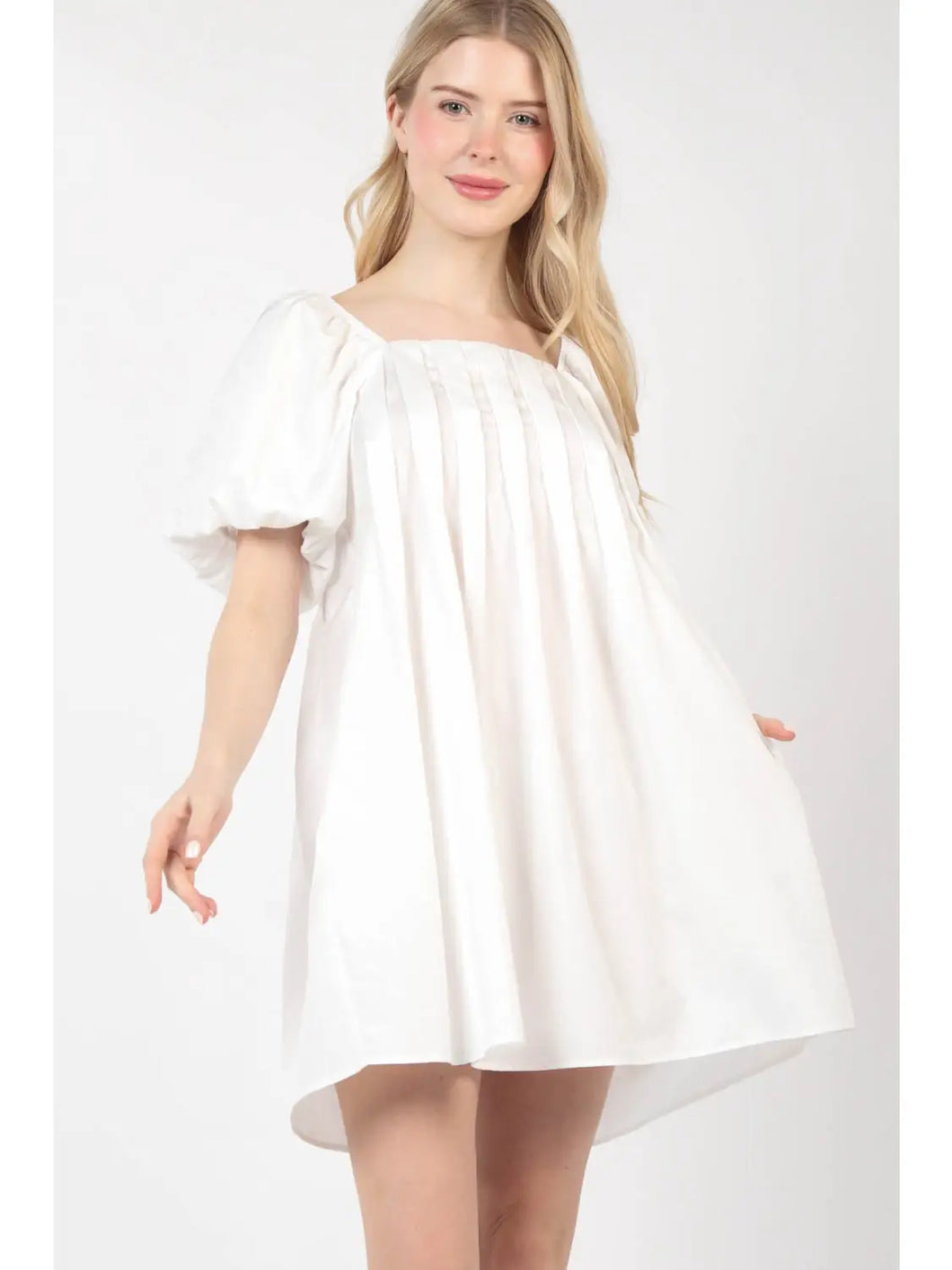 Wren Puff Sleeve Short Dress White