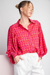 Dee Pink/Yellow Button Front Top