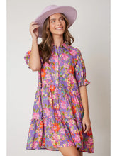 Load image into Gallery viewer, Purple Floral Button Front Dress